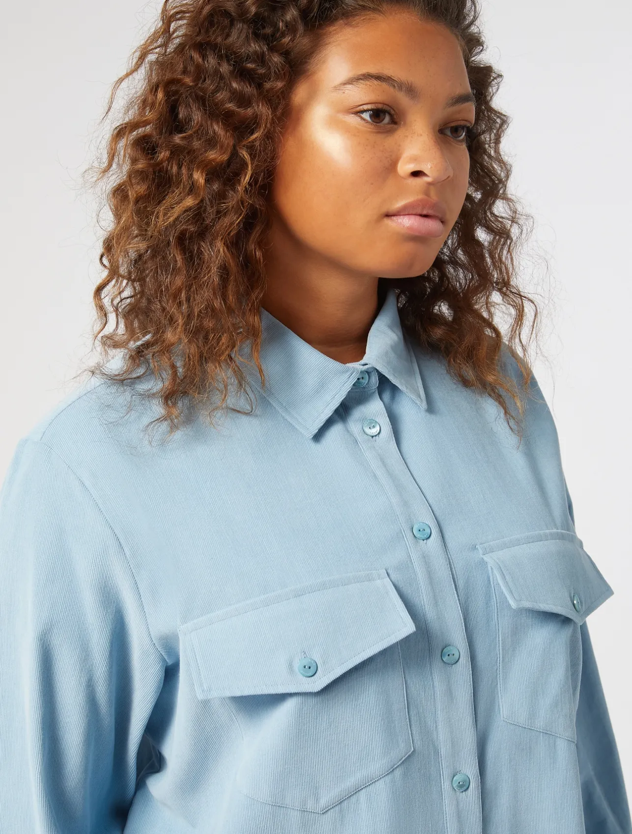 Outlet Marina Rinaldi Corduroy shirt LIGHTBLUE