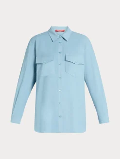 Outlet Marina Rinaldi Corduroy shirt LIGHTBLUE