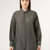 Hot Marina Rinaldi Cotton and silk canvas shirt DARKGREY