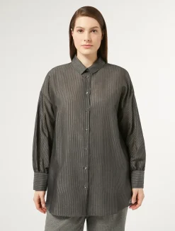 Hot Marina Rinaldi Cotton and silk canvas shirt DARKGREY