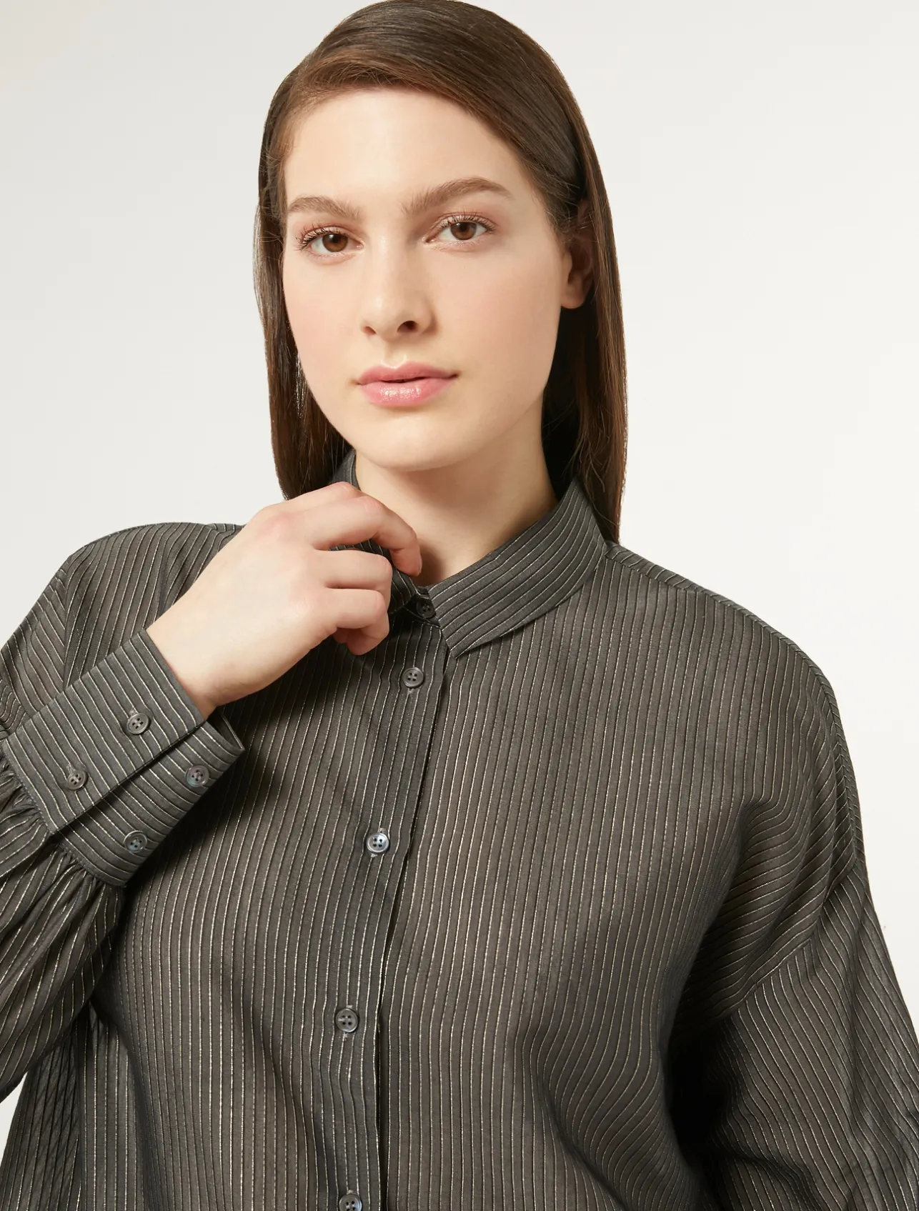Hot Marina Rinaldi Cotton and silk canvas shirt DARKGREY