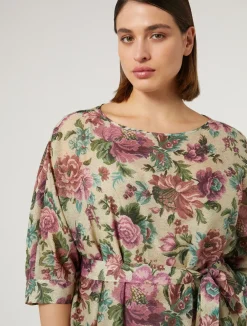 Sale Marina Rinaldi Cotton and silk voile dress PALEYELLOW