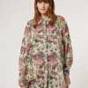 Sale Marina Rinaldi Cotton and silk voile tunic PALEYELLOW