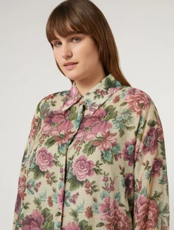 Sale Marina Rinaldi Cotton and silk voile tunic PALEYELLOW