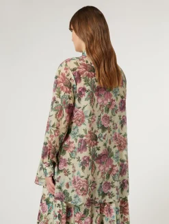 Sale Marina Rinaldi Cotton and silk voile tunic PALEYELLOW