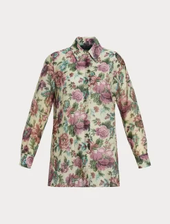Sale Marina Rinaldi Cotton and silk voile tunic PALEYELLOW