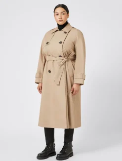 Hot Marina Rinaldi Cotton blend water-resistant trench coat KAKI