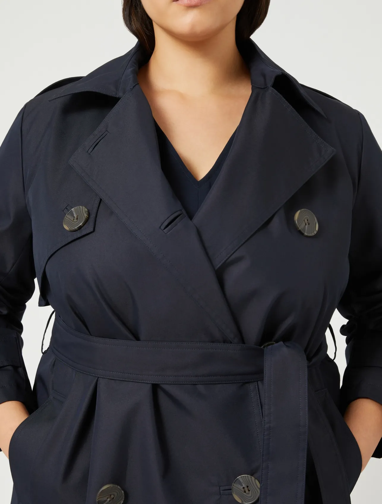 Hot Marina Rinaldi Cotton blend water-resistant trench coat MIDNIGHTBLUE