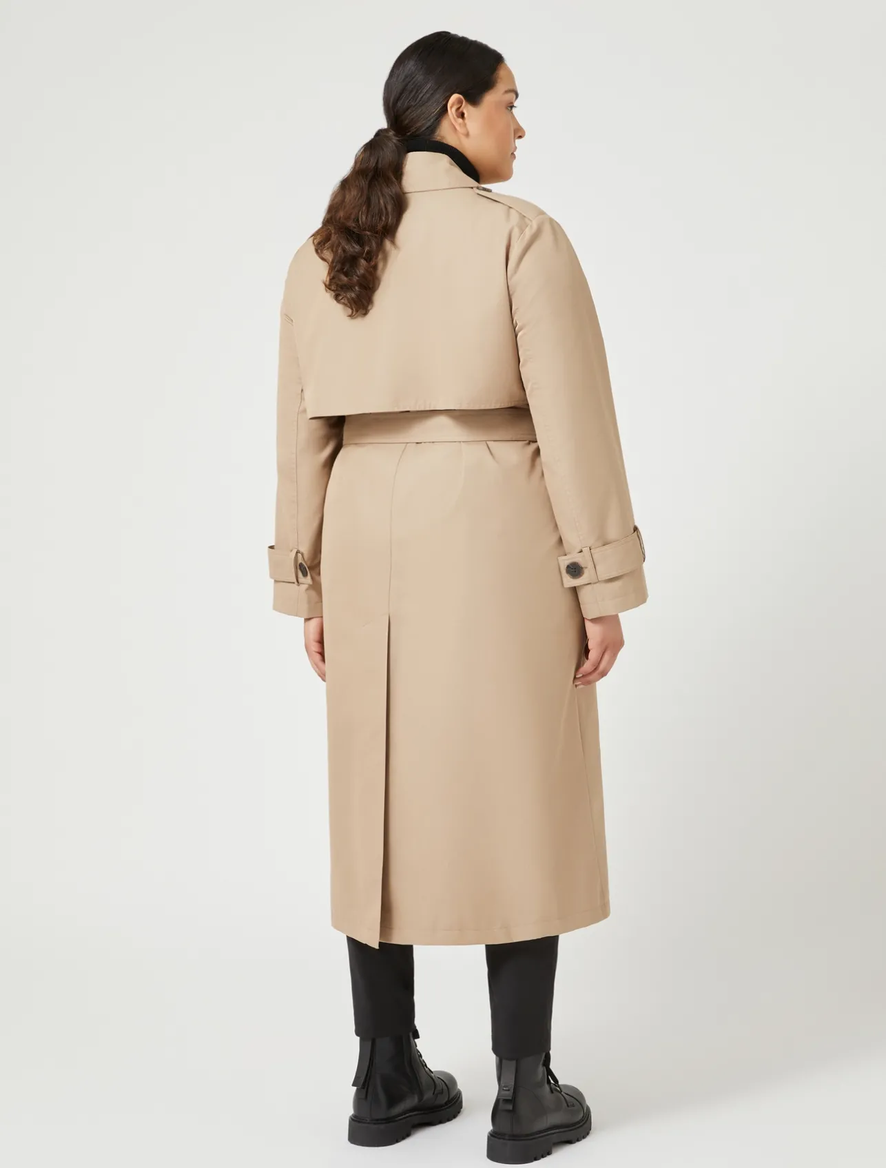 Hot Marina Rinaldi Cotton blend water-resistant trench coat KAKI