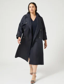 Hot Marina Rinaldi Cotton blend water-resistant trench coat MIDNIGHTBLUE