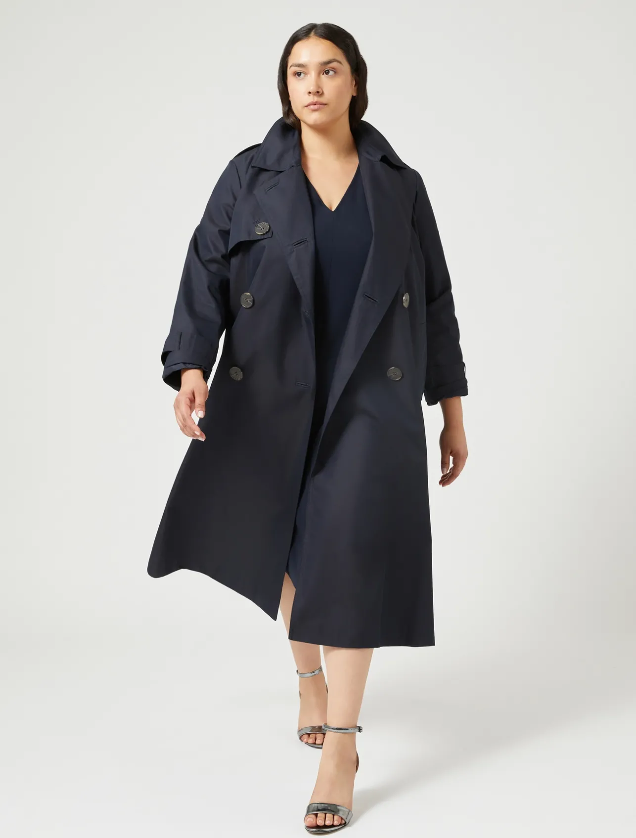 Hot Marina Rinaldi Cotton blend water-resistant trench coat MIDNIGHTBLUE