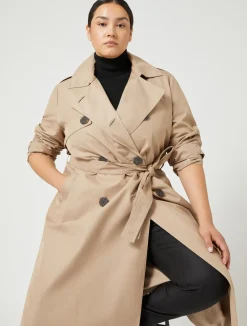 Hot Marina Rinaldi Cotton blend water-resistant trench coat KAKI