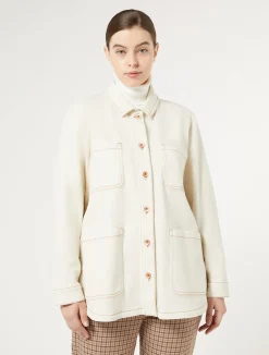 Clearance Marina Rinaldi Cotton bull denim jacket IVORY
