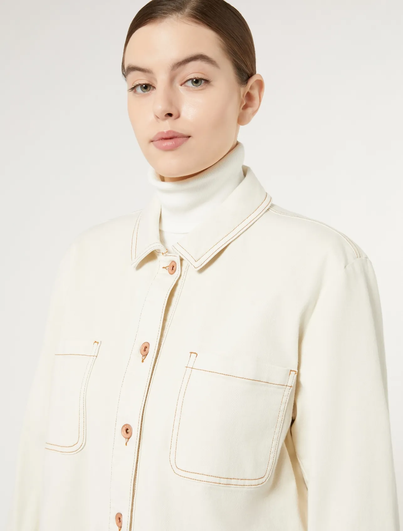 Clearance Marina Rinaldi Cotton bull denim jacket IVORY