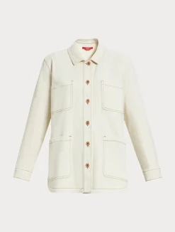 Clearance Marina Rinaldi Cotton bull denim jacket IVORY