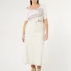 Clearance Marina Rinaldi Cotton bull denim skirt IVORY