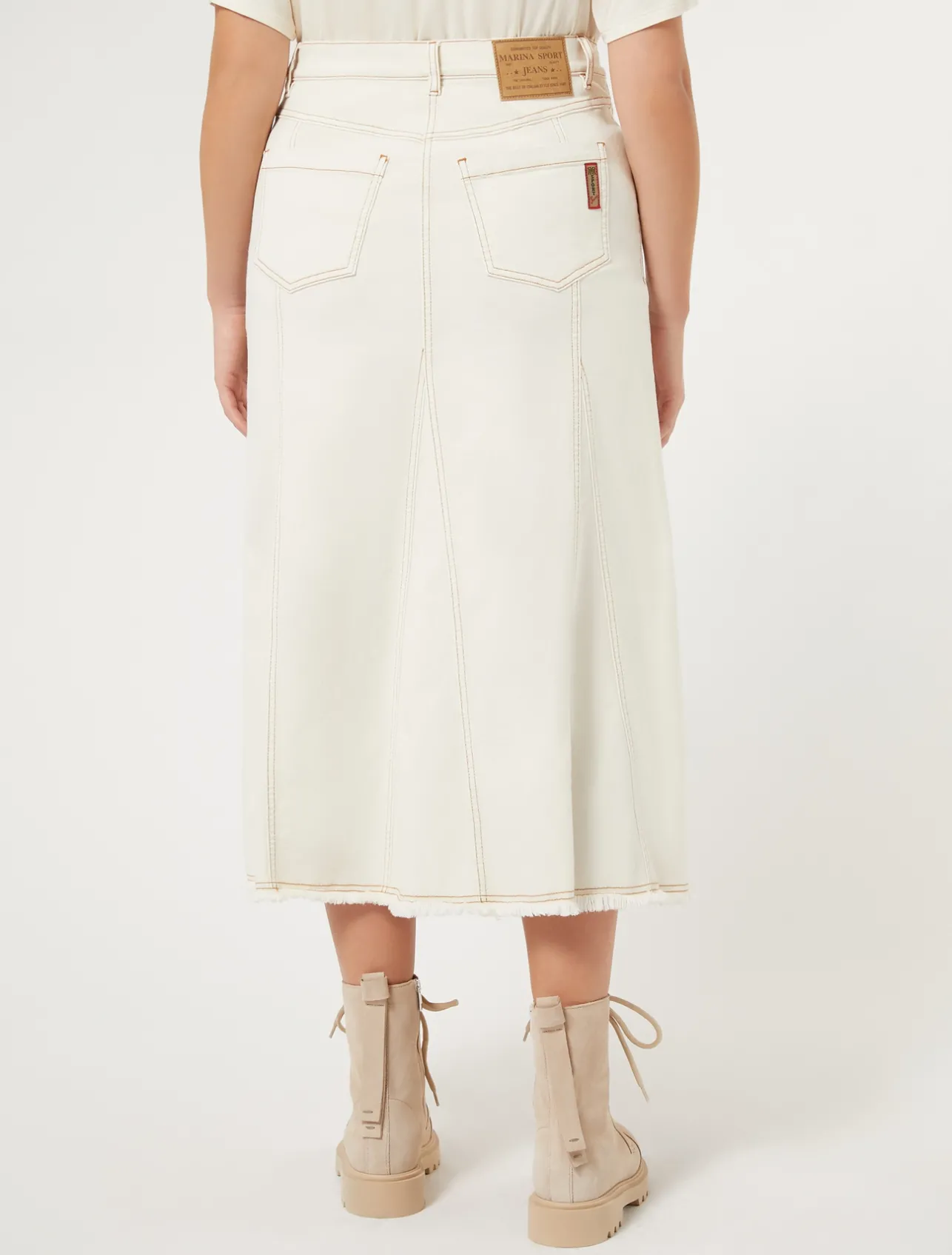 Clearance Marina Rinaldi Cotton bull denim skirt IVORY