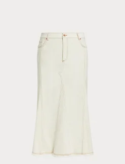 Clearance Marina Rinaldi Cotton bull denim skirt IVORY