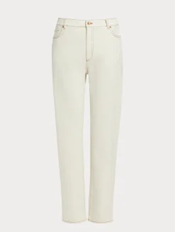 Outlet Marina Rinaldi Cotton bull denim trousers IVORY