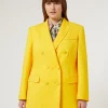 Online Marina Rinaldi Cotton canvas blazer jacket BRIGHTYELLOW
