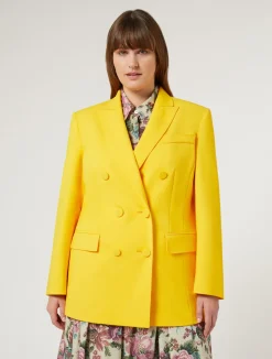 Online Marina Rinaldi Cotton canvas blazer jacket BRIGHTYELLOW