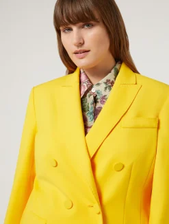 Online Marina Rinaldi Cotton canvas blazer jacket BRIGHTYELLOW