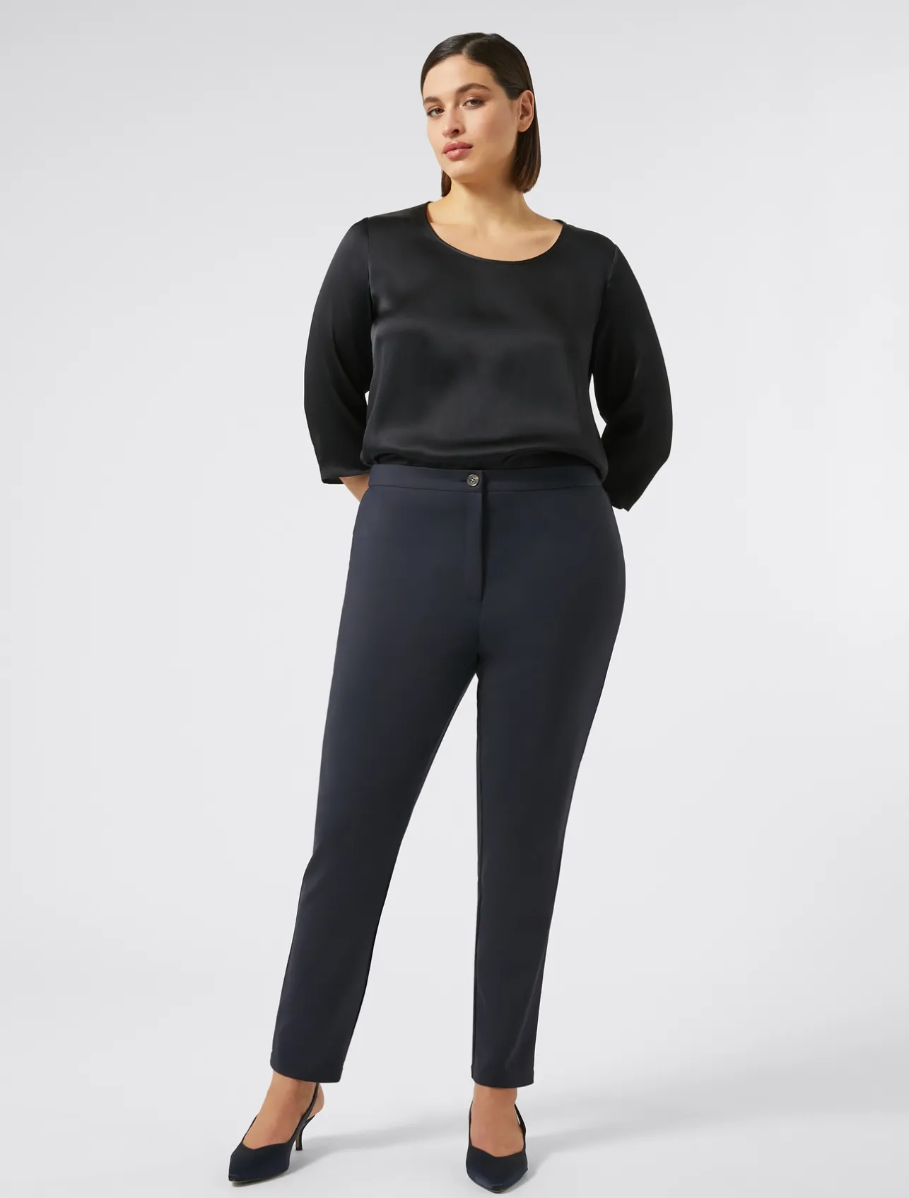 Hot Marina Rinaldi Cotton canvas trousers MIDNIGHTBLUE