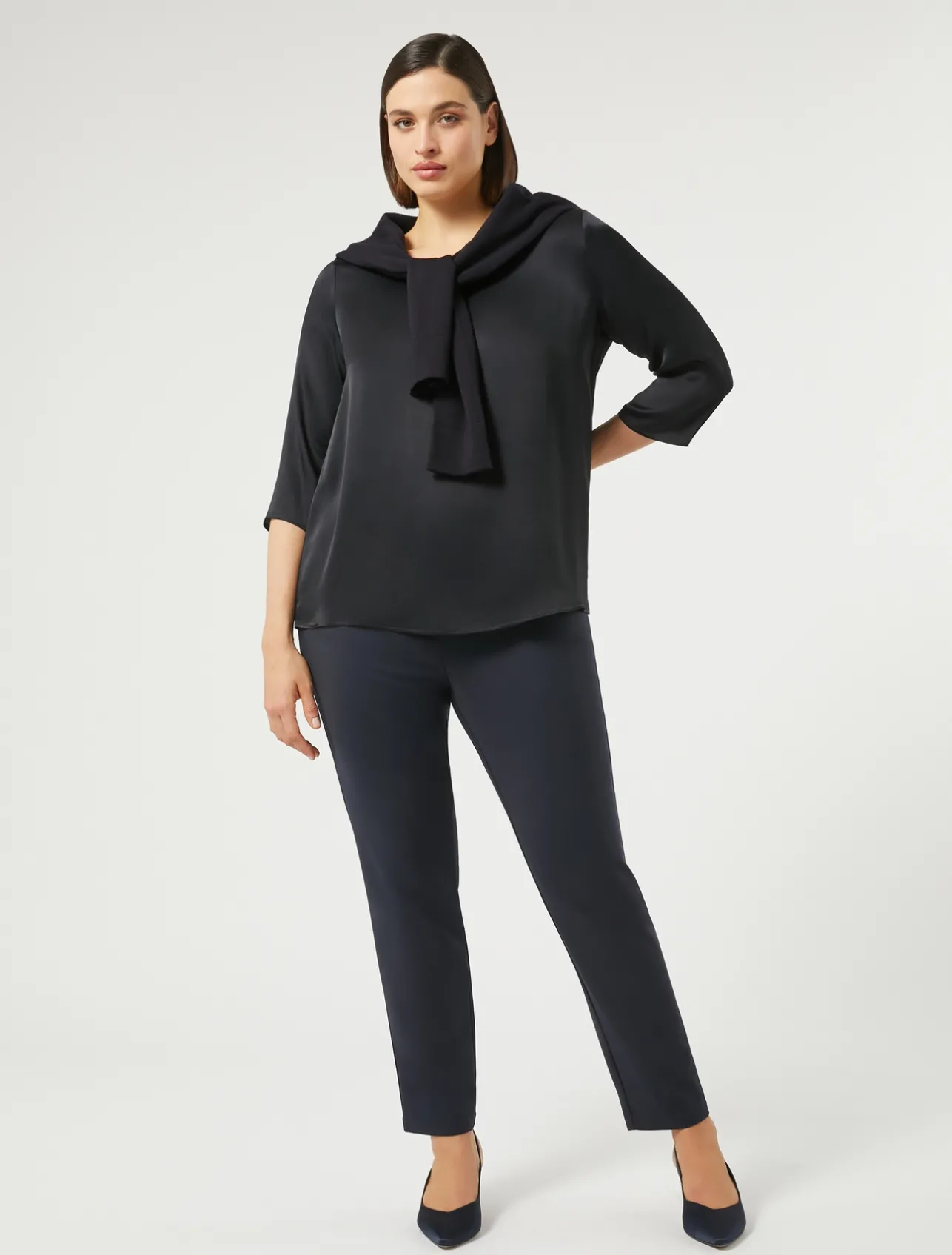 Hot Marina Rinaldi Cotton canvas trousers MIDNIGHTBLUE