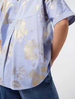 Clearance Marina Rinaldi Cotton chambray blouse LIGHTBLUE