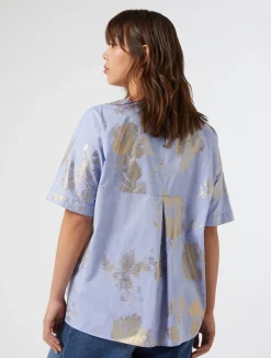 Clearance Marina Rinaldi Cotton chambray blouse LIGHTBLUE