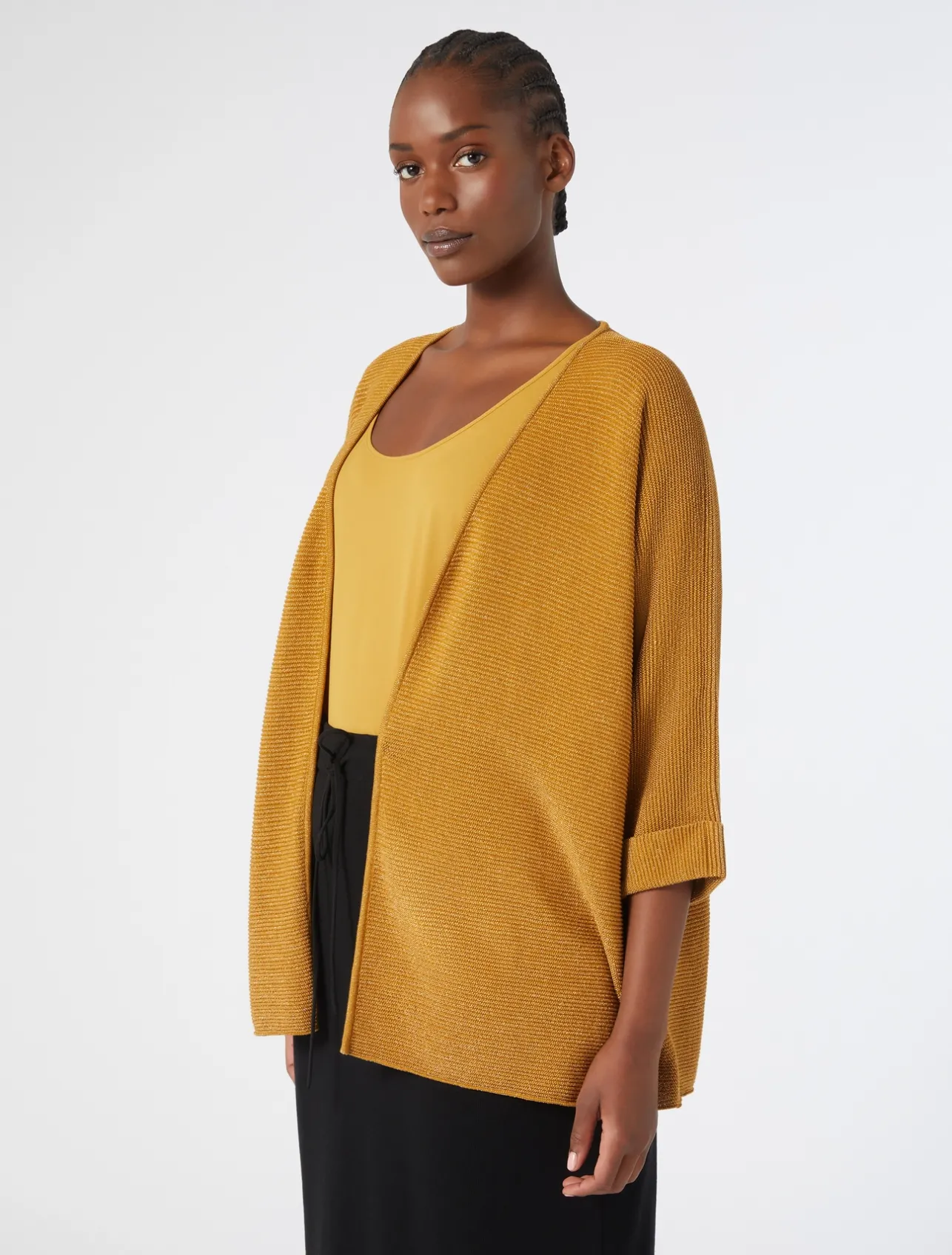 Sale Marina Rinaldi Cotton crepe cardigan MUSTARD