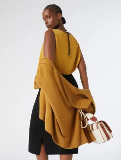 Sale Marina Rinaldi Cotton crepe cardigan MUSTARD