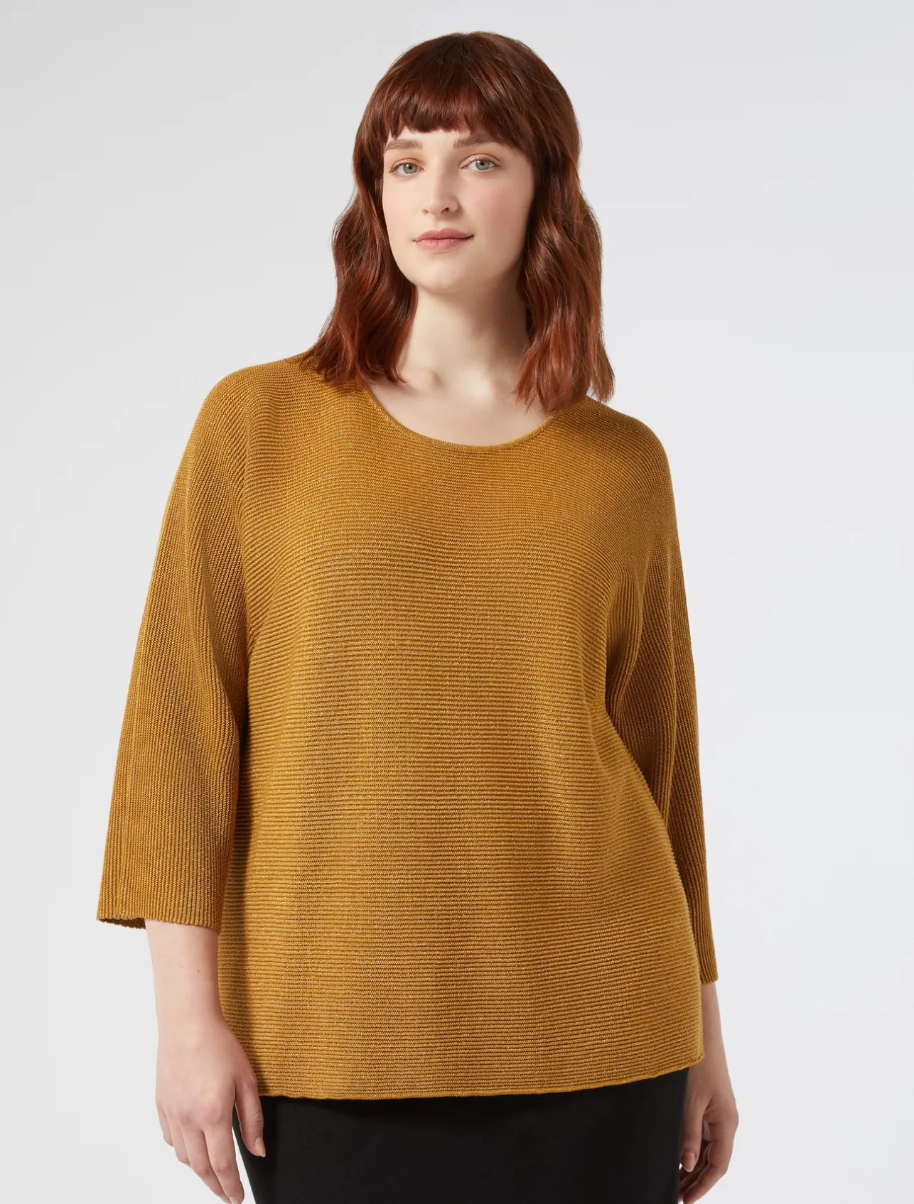 Fashion Marina Rinaldi Cotton crepe sweater MUSTARD
