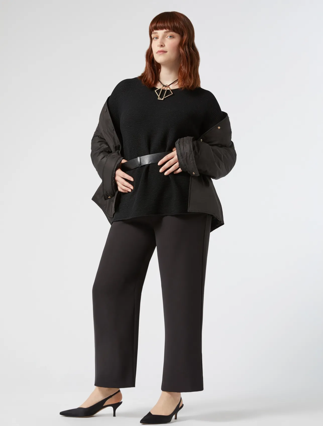 Hot Marina Rinaldi Cotton crepe sweater BLACK