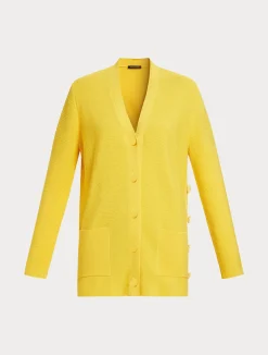 Sale Marina Rinaldi Cotton crêpe cardigan BRIGHTYELLOW