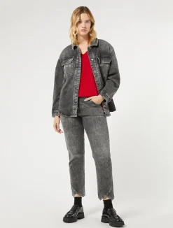 Best Marina Rinaldi Cotton denim jacket BLACK