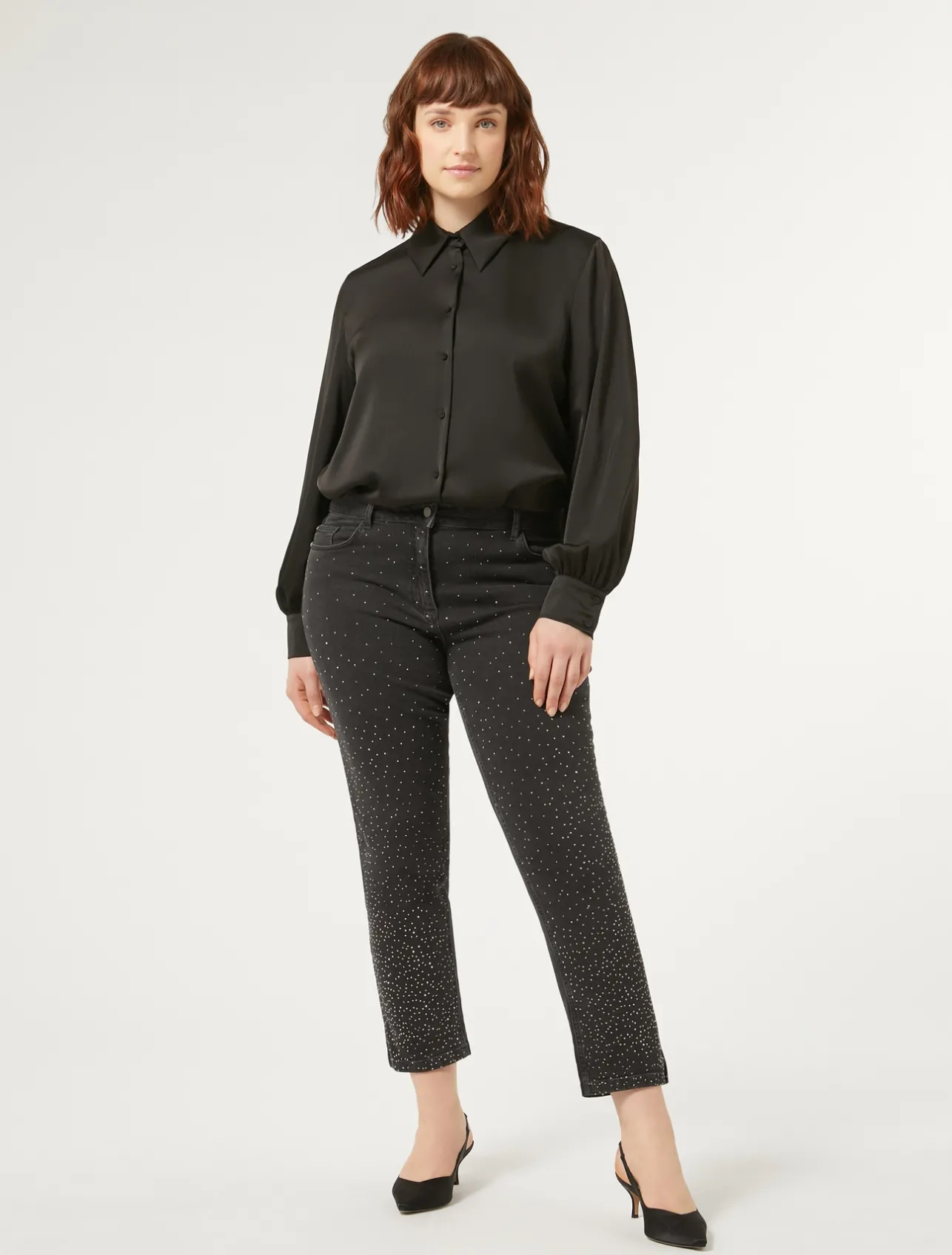 New Marina Rinaldi Cotton denim trousers BLACK
