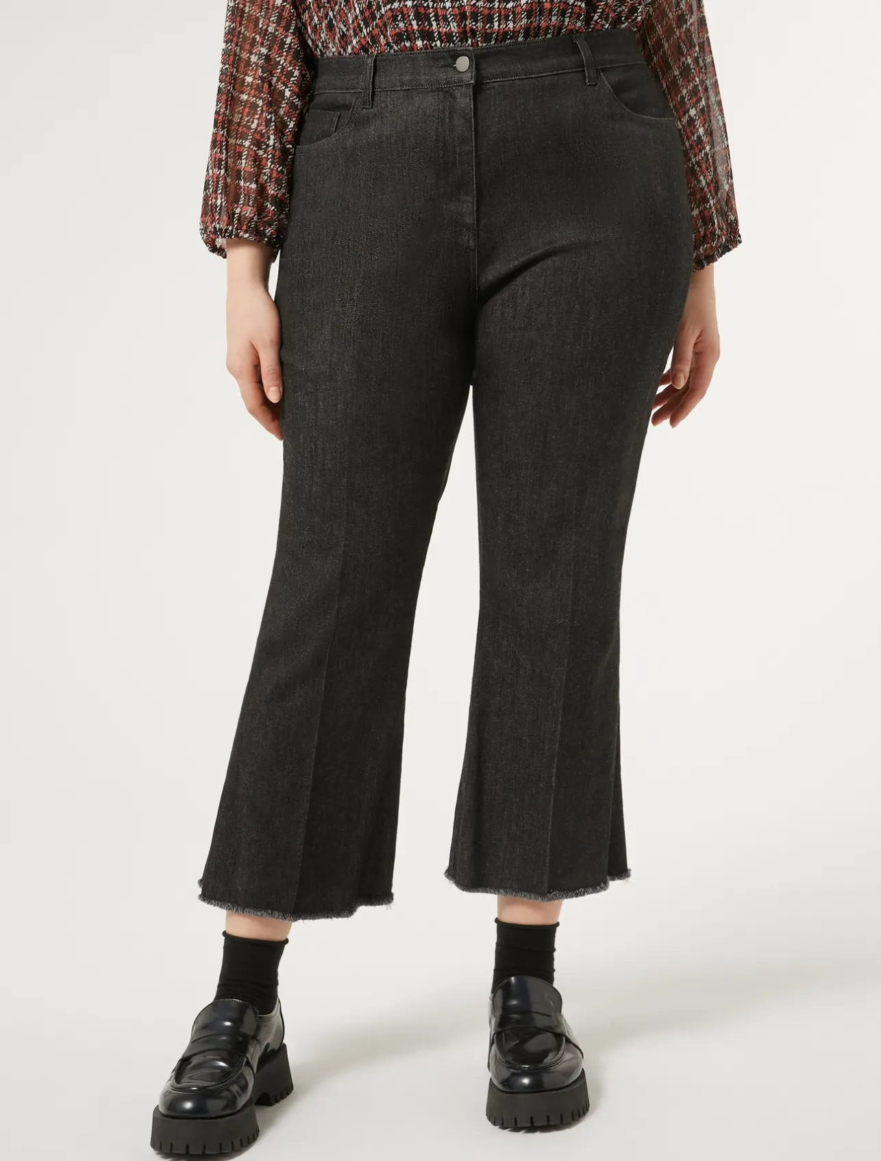 Best Marina Rinaldi Cotton denim trousers BLACK