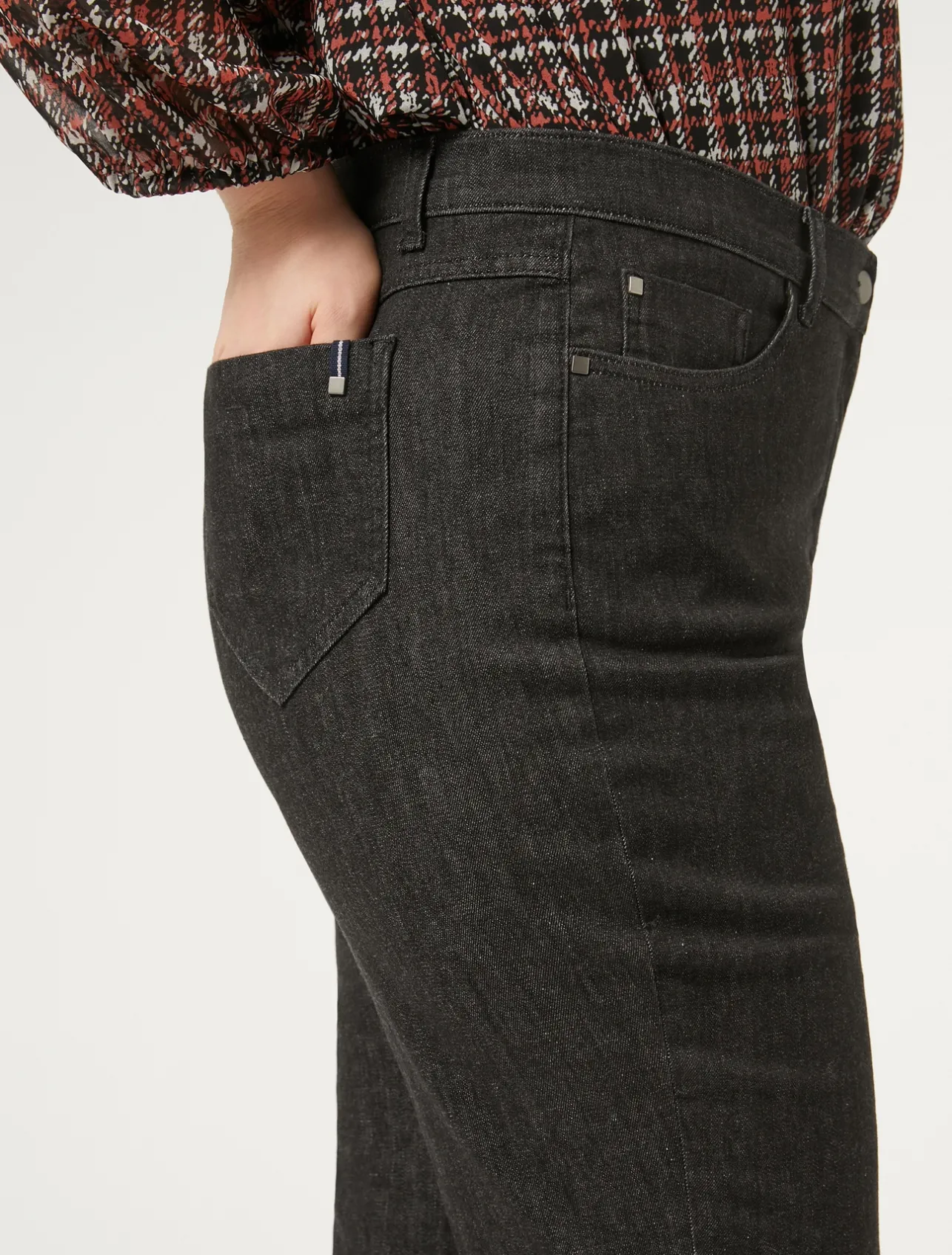 Best Marina Rinaldi Cotton denim trousers BLACK