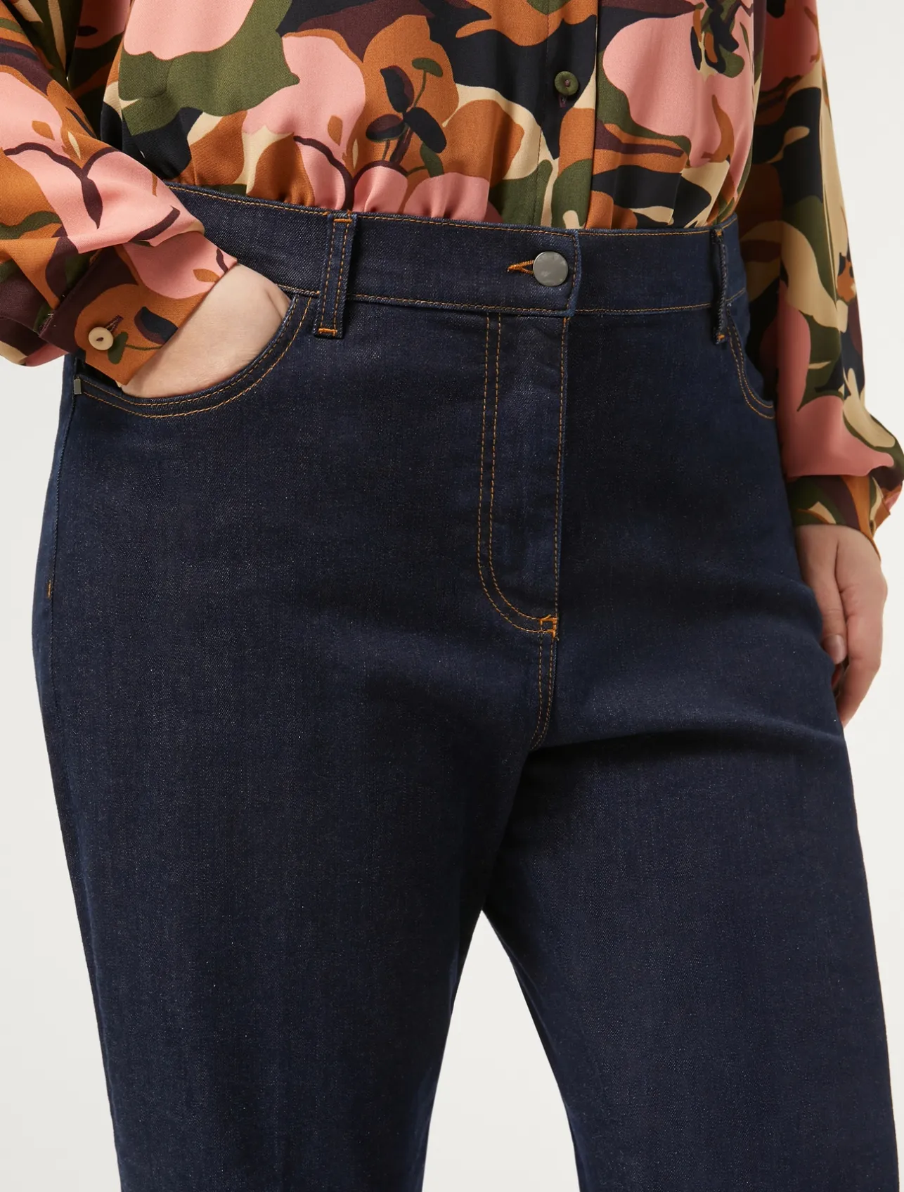 Best Marina Rinaldi Cotton denim trousers MIDNIGHTBLUE