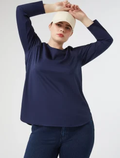 Fashion Marina Rinaldi Cotton jersey T-shirt NAVY