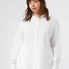Outlet Marina Rinaldi Cotton poplin shirt OPTICALWHITE