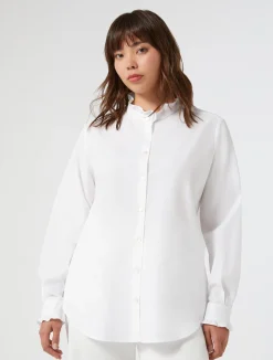 Outlet Marina Rinaldi Cotton poplin shirt OPTICALWHITE