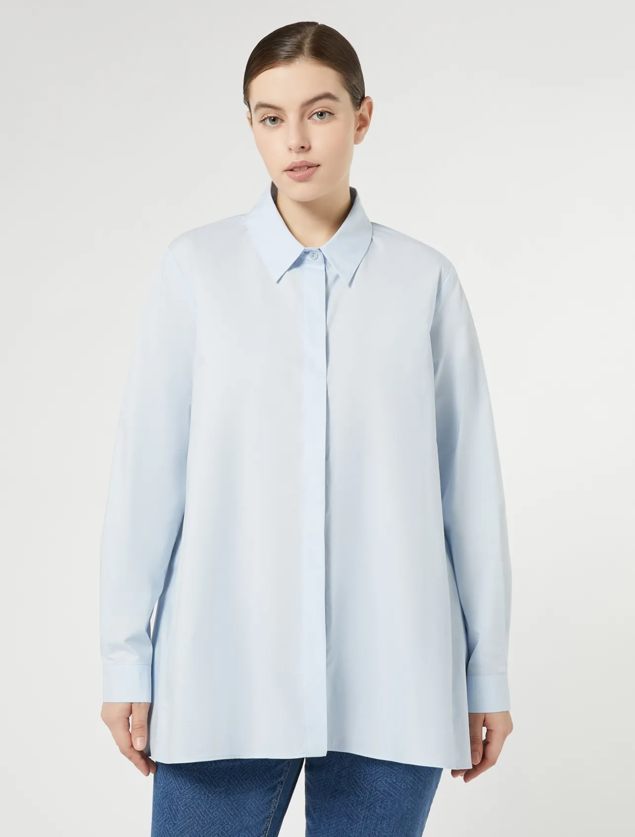Sale Marina Rinaldi Cotton poplin shirt LIGHTBLUE