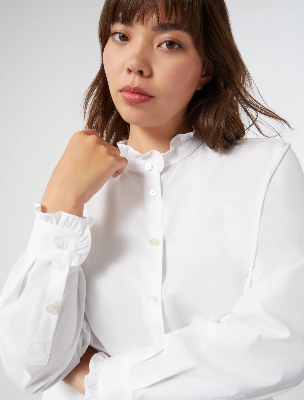 Outlet Marina Rinaldi Cotton poplin shirt OPTICALWHITE