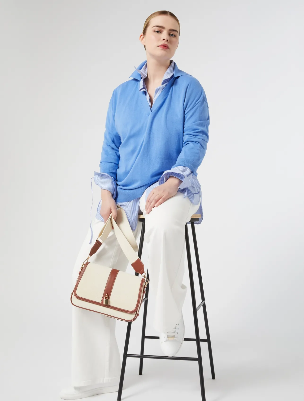 Sale Marina Rinaldi Cotton poplin shirt AVIO