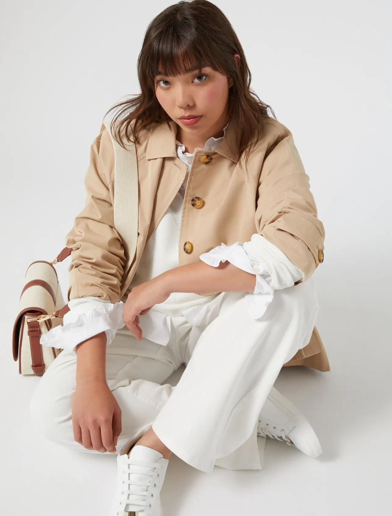 Outlet Marina Rinaldi Cotton poplin shirt OPTICALWHITE