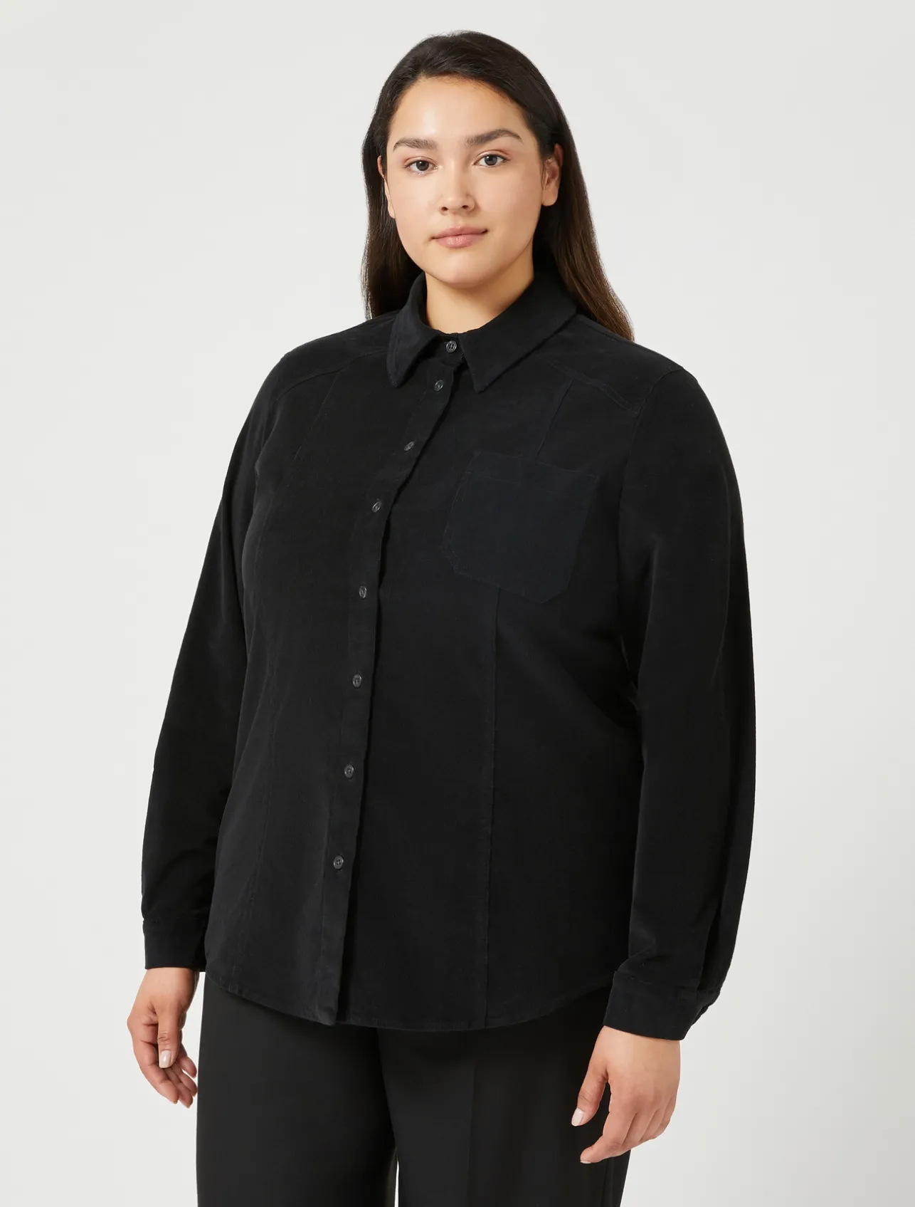 Online Marina Rinaldi Cotton velvet shirt BLACK
