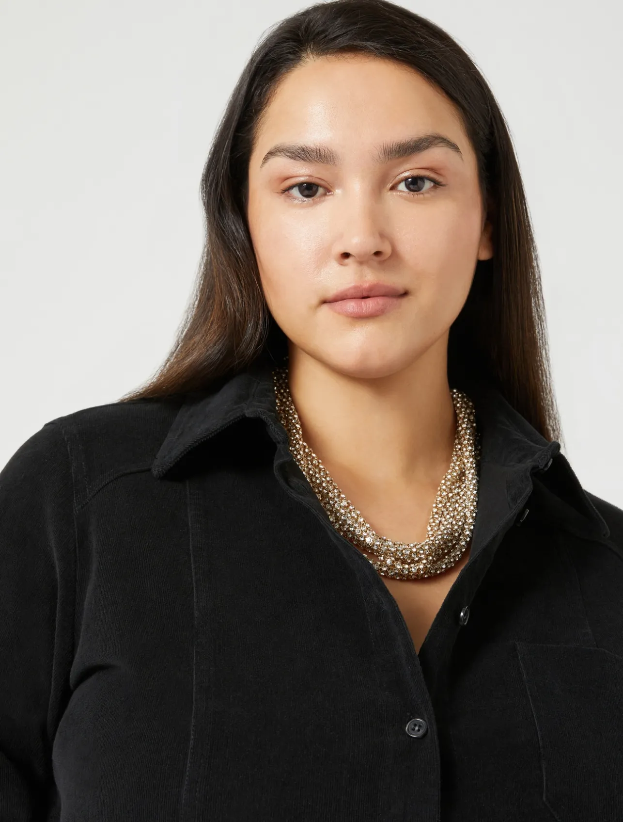 Online Marina Rinaldi Cotton velvet shirt BLACK