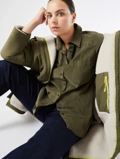 Sale Marina Rinaldi Cotton velvet shirt KAKI